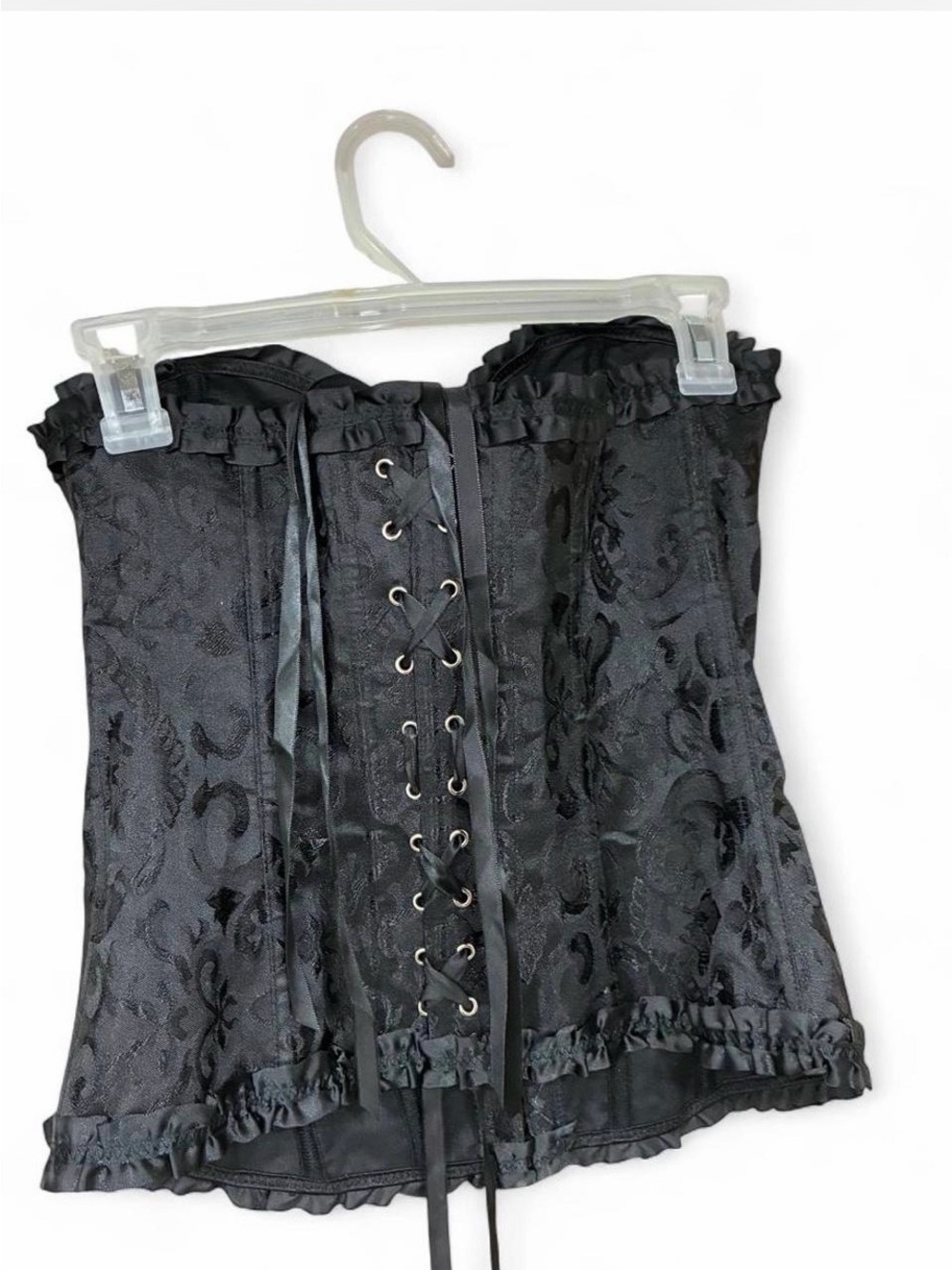 Source Unknown Black Brocade Lace-Up Corset Top